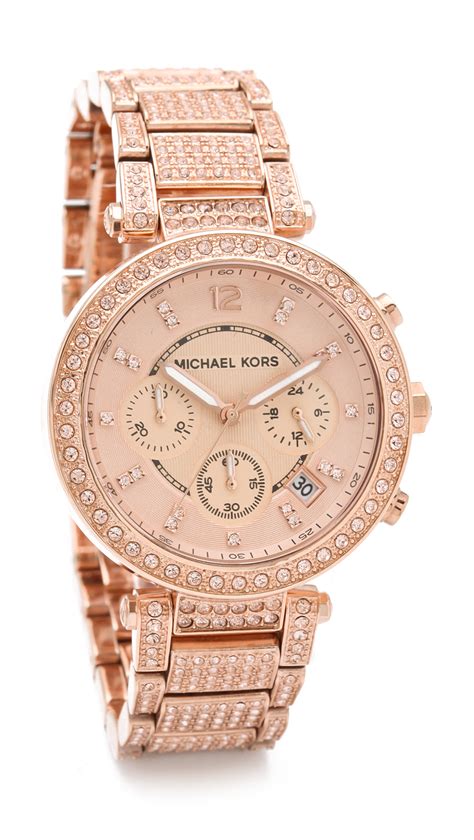 michael kors women's parker glitz rose gold|michael kors parker rose goldtone.